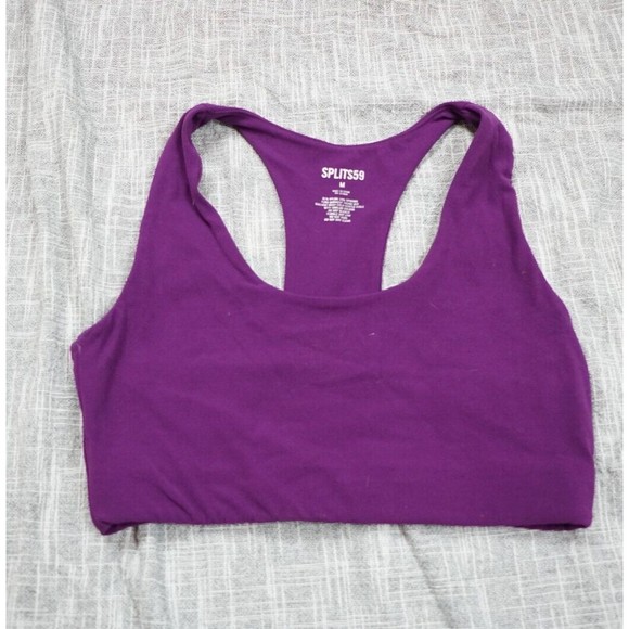 Split 59 bra women medium purple full coverage racerback yoga running no padding - Picture 1 of 5